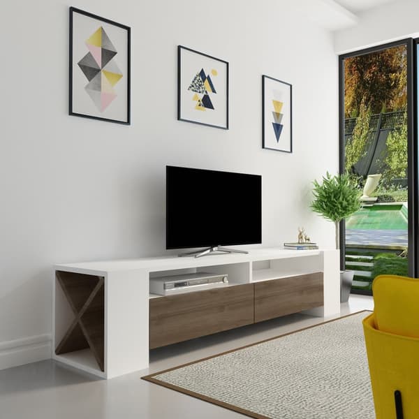 TV Stand Sosruko - Hvid, Valnød