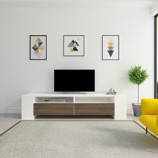 TV Stand Sosruko - Hvid, Valnød