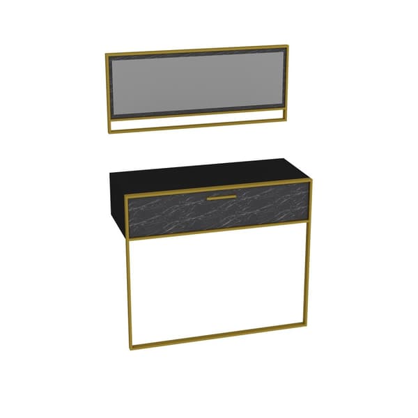 Sideboard Polka Aynalı - Svart