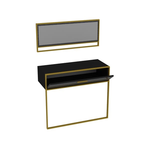 Sideboard Polka Aynalı - Svart