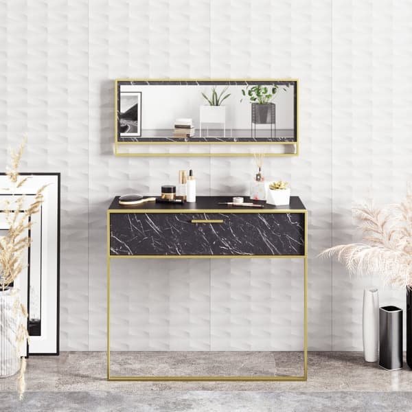 Sideboard Polka Aynalı - Svart