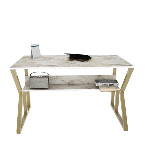 Study Desk Wake - Vit, Guld