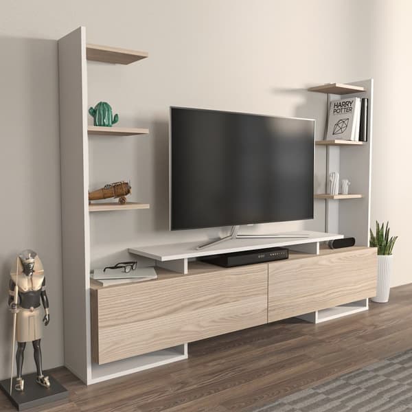 TV-stativ Ava - Hvit, Eik