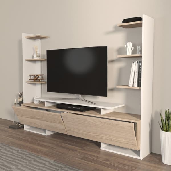 TV-stativ Ava - Hvit, Eik