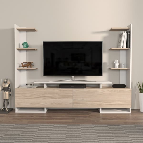 TV-stativ Ava - Hvit, Eik