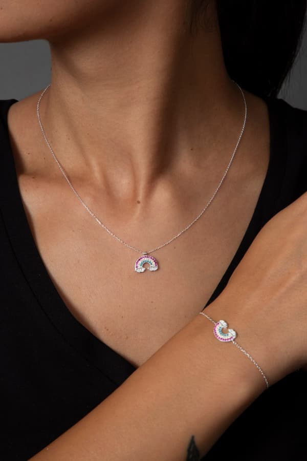 Silver Halsband & Armband Set ELKSLVR7337G