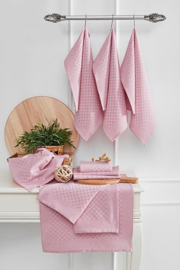 Køkkenhåndklædesæt (10 stk.) Lola - Pink