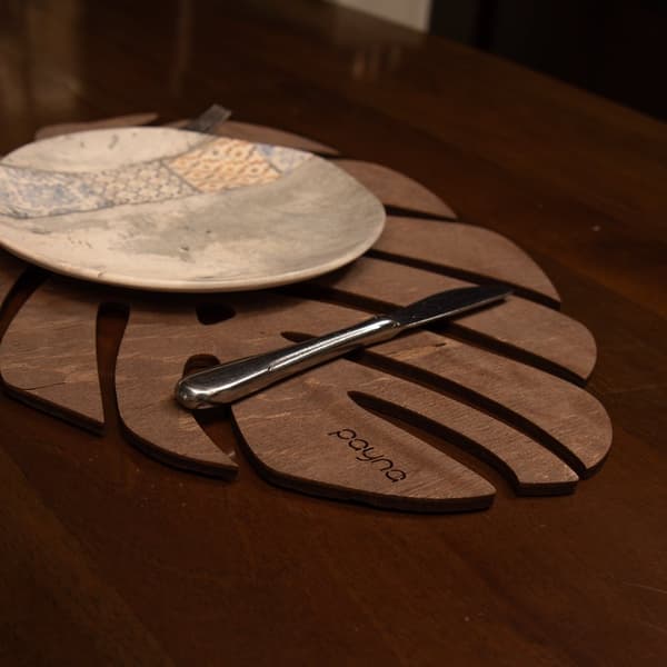 Bordmattesett av tre (4 stk) Monstera - Wenge