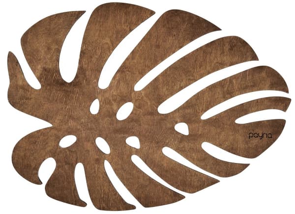 Bordmattesett av tre (4 deler) Monstera - Valnøtt