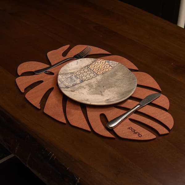 Bordmattesett av tre (4 deler) Monstera - Rose