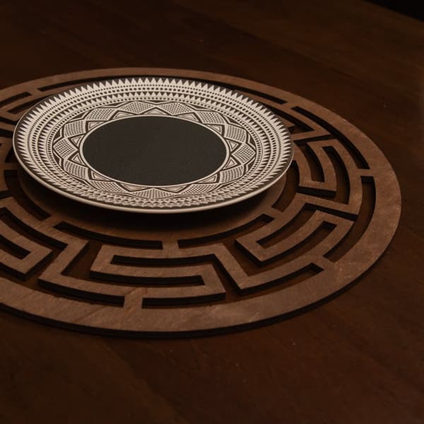 Trebordmattesett (6 deler) Labyrint - Wenge