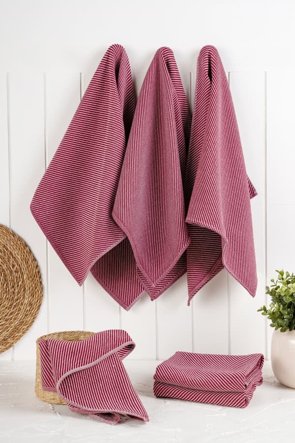 Keittiöpyyhesetti (6 kpl) Eloise - Claret Red