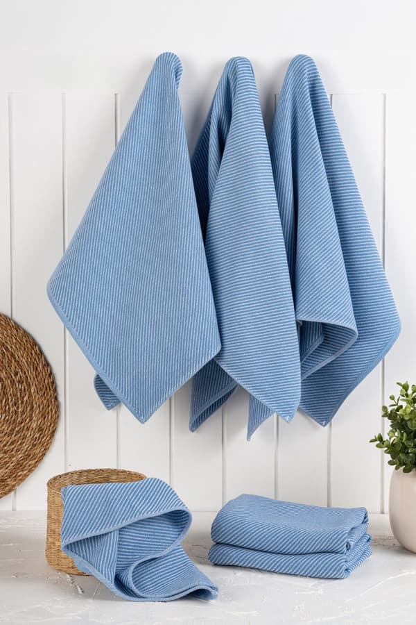 Kjøkkenhåndklesett (6 stk) Eloise - Denimblå