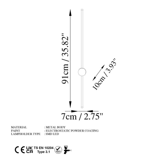 Vegglampe sverd - 13485