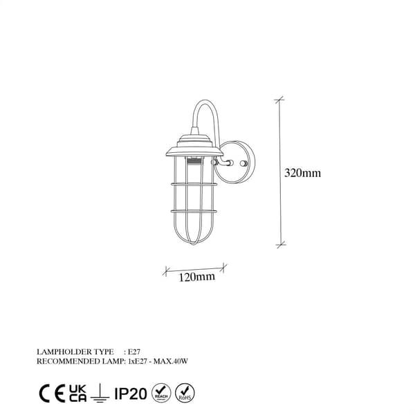 Vegglampe Mahoni - 13206