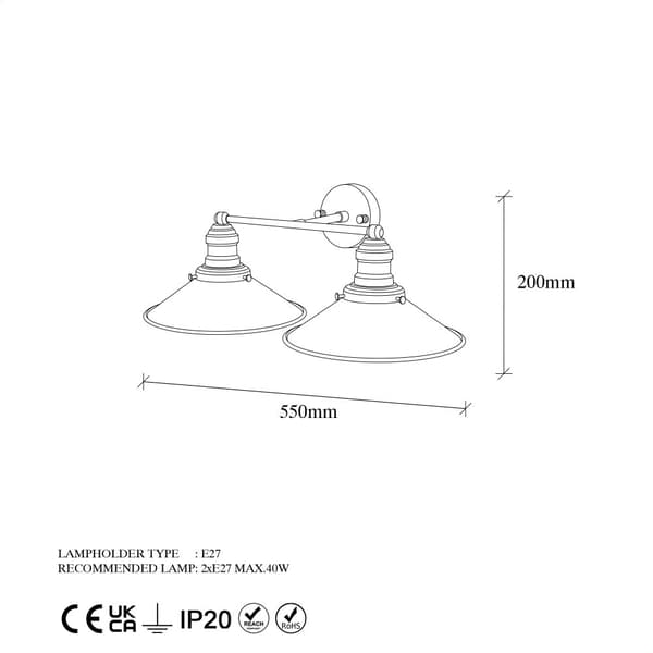 Vegglampe konisk - 12191