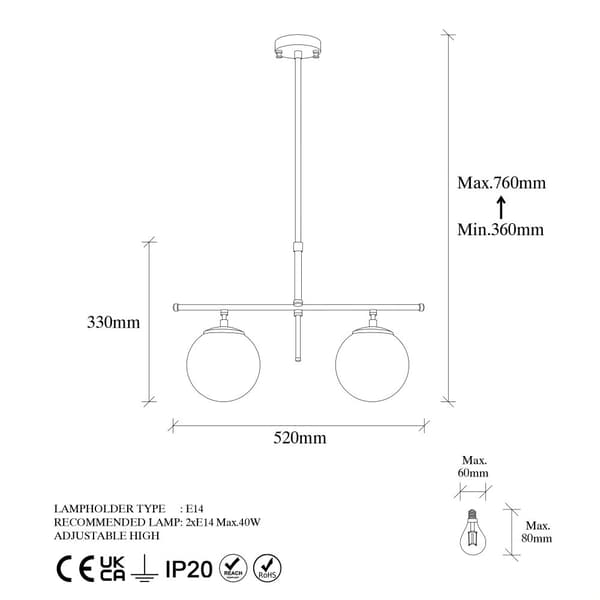 Lysekrone rogn - 10765