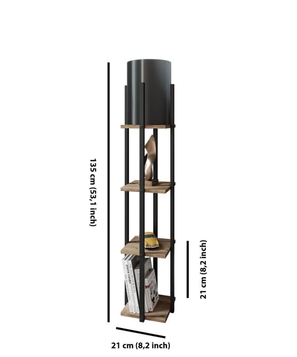 Golvlampa Nora - Svart, Natur