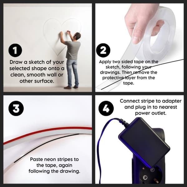 Dekorativ Vegg Led Belysning Wave - Stor - Blå