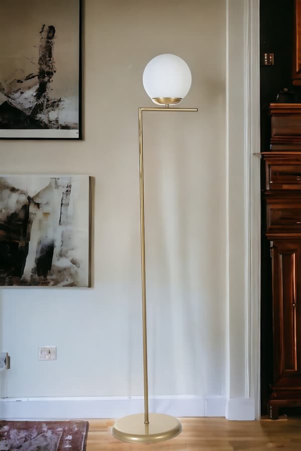 Golvlampa Araz Eskitme Beyaz Camlı Lambader