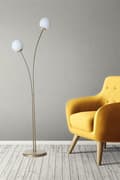 Miniatyrbillede 2 af 5: Gulvlampe Rose 2 Li Eskitme Beyaz Camlı Lambader