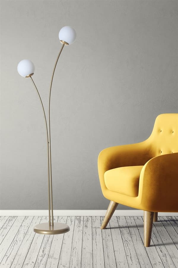 Gulvlampe Rose 2 Li Eskitme Beyaz Camlı Lambader