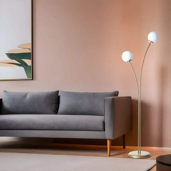 Gulvlampe Rose 2 Li Eskitme Beyaz Camlı Lambader