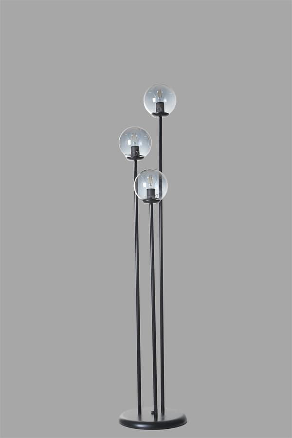 Gulvlampe Judy 3 Lü Siyah Füme Camlı Lambader