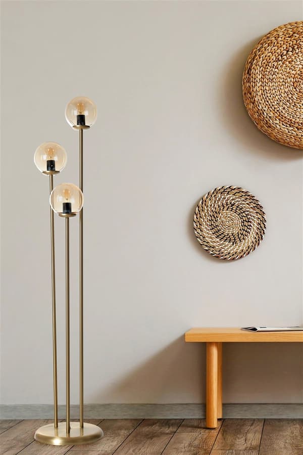 Golvlampa Judy 3 Lü Eskitme Bal Camlı Lambader
