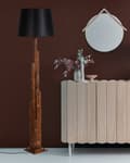 Miniatyrbilde 1 av 4: Gulvlampe Kule Ceviz Ahşap Lambader Pramit Siyah Abajurlu