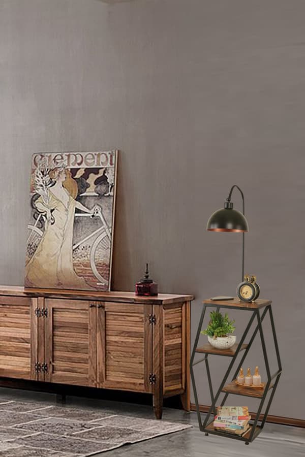 Gulvlampe Sembol Ceviz Lambader Retro 3 Başlıklı