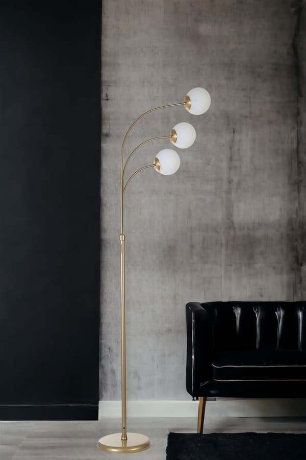 Golvlampa Badi 3 Lü Eskitme Beyaz Camlı Lambader