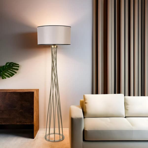 Gulvlampe Havin Eskitme Lambader Silindir Açık Hasır Abajurlu
