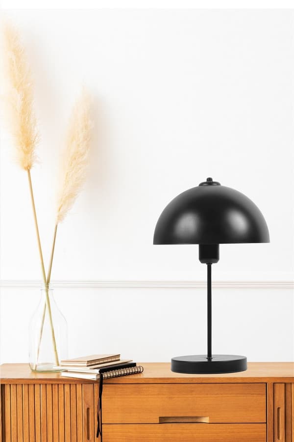 Bordslampa Lungo Siyah Retro Başlıklı Masa Lambası