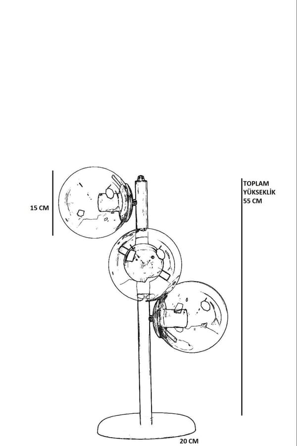 Bordlampe Simay 3 Lü Eskitme Bal Camlı Masa Lambası