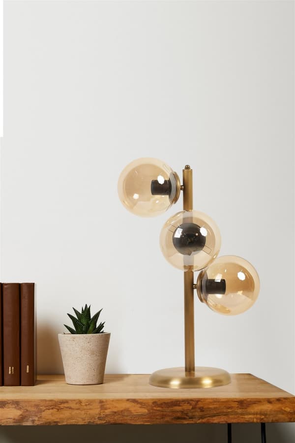 Bordlampe Simay 3 Lü Eskitme Bal Camlı Masa Lambası