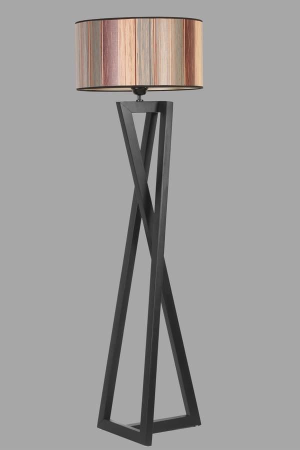 Golvlampa Maçka Siyah Silindir Renkli Abajurlu Lambader
