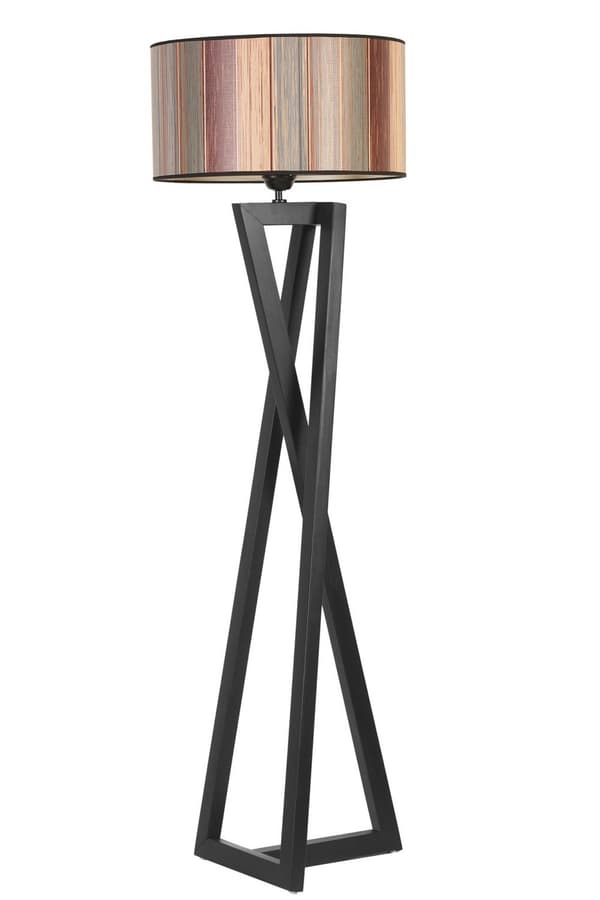 Golvlampa Maçka Siyah Silindir Renkli Abajurlu Lambader