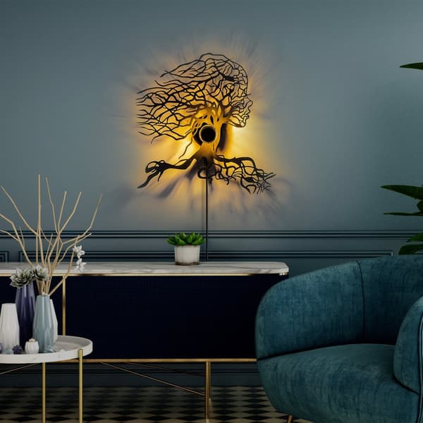 Vägglampa träd kvinna
