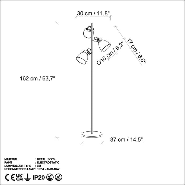 Golvlampa Spotkafasi 13786 - Guld