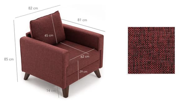 1-seters sofa Bella Lenestol - Claret Rød