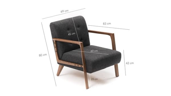 Wing Chair Kemer - Mörkgrå