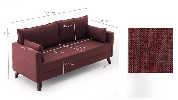 2-seters sofa Bella Sofa For 2 Pr - Claret Red