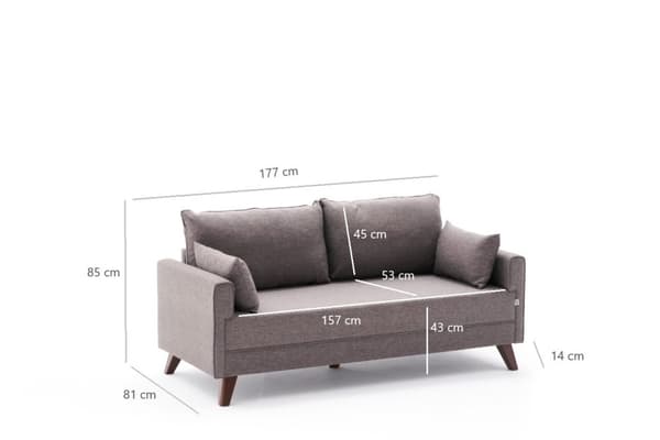2-istuttava sohva Bella sohva 2 hengelle - ruskea