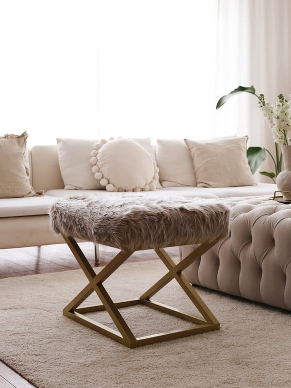 Pouffe Capraz Pelush - kulta, ruskea