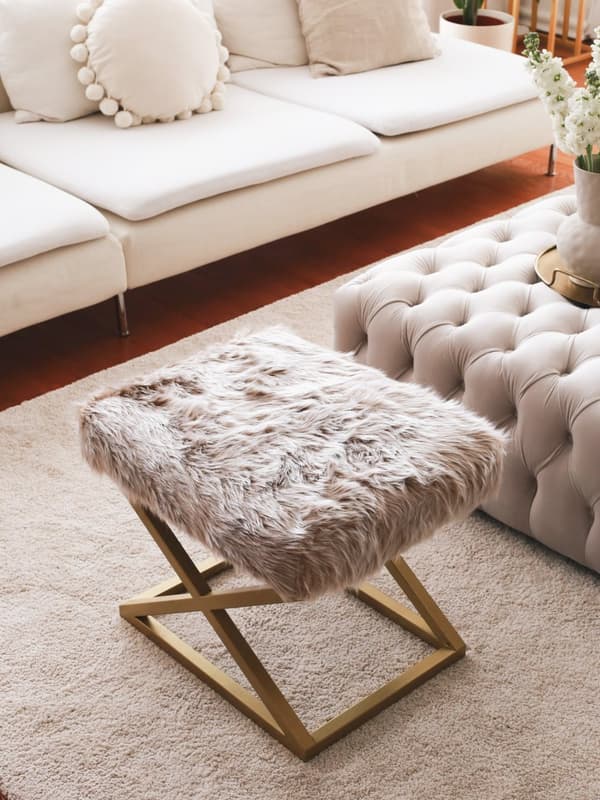 Pouffe Capraz Pelush - kulta, ruskea