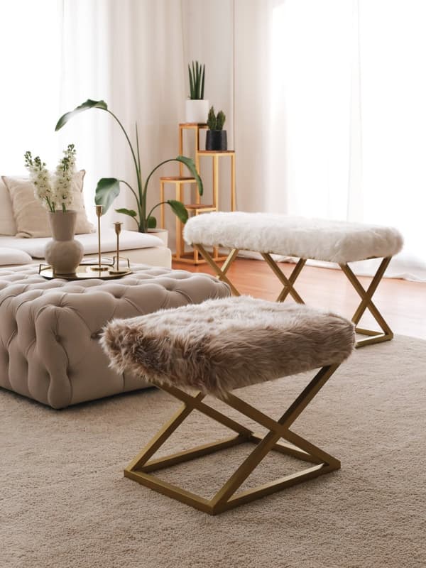 Pouffe Capraz Pelush - kulta, ruskea