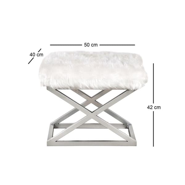 Pouffe Capraz Pehmo - hopea, valkoinen