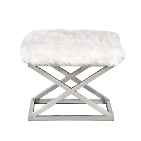 Pouffe Capraz Pehmo - hopea, valkoinen