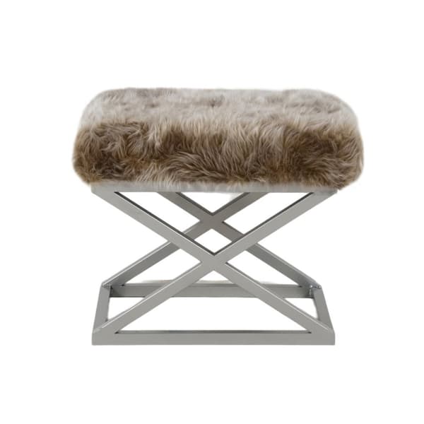 Puff Capraz Plysch - Silver, Brun